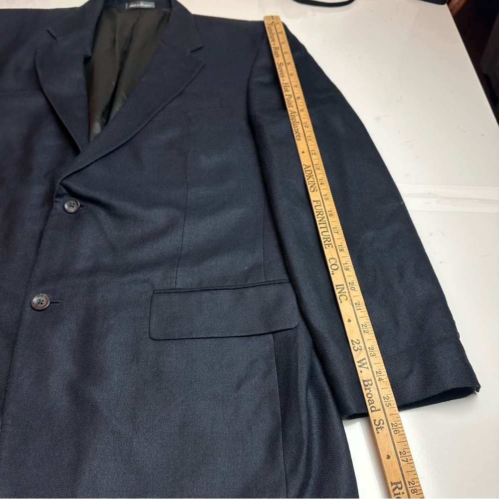 Oscar de la Renta Silk Wool Navy Blazer | Heritage Office Classic | 46L - Picture 9 of 12